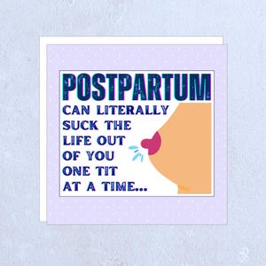 TARJETA DE FELICITACIÓN POSTPARTO 1 - Embarazo Nueva mamá Enfermería Nuevos padres Depresión posparto Amamantamiento Maternidad Humor gracioso Mamá Linda