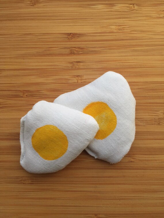 Mini Fried Egg Pillow Handprinted Recycled Cotton Filled Etsy