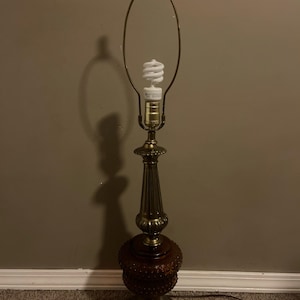 Vintage Mid Century Modern Hobnail Und Bernstein Überfangglas Windlicht
