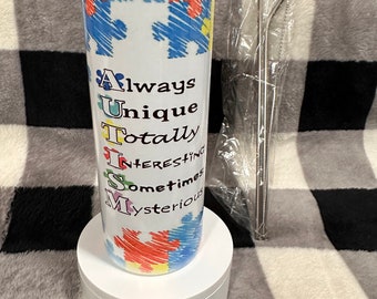 20 oz Sublimated Tumbler cup autism awareness