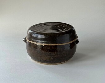 A handmade Korean traditional Onggi/ Tea container, dry herbs and salt container, housewarming gift