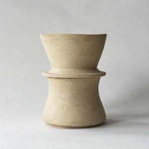 Handmade ceramic pour over / dripper coffee set in natural light beige