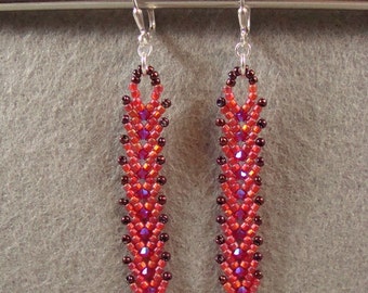 Scarlet and Pink Feather Earrings