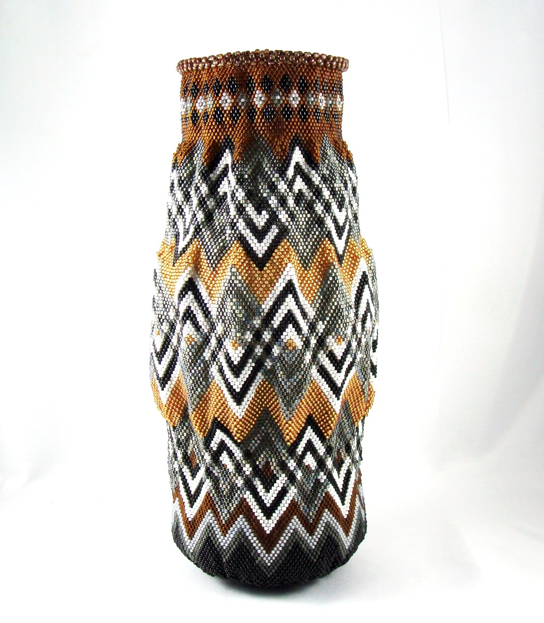 Golden Brown and Grey Vase - Etsy