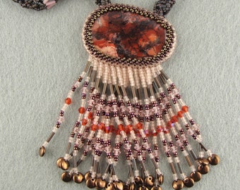 Fringed Agate on Lace Necklace