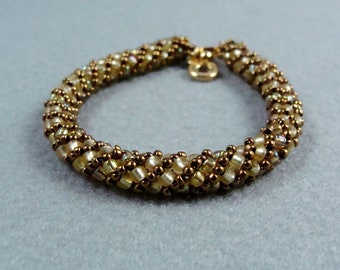 Pearled Dark Gold Russian Spiral Bracelet