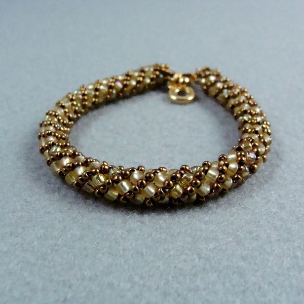 Pearled Dark Gold Russian Spiral Bracelet