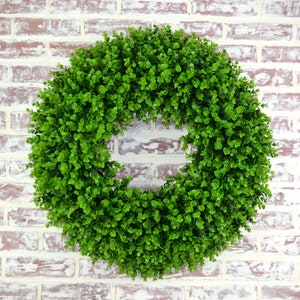 Boxwood Wreath | 20 Inch Round Farmhouse Faux Boxwood Wreath | Designer Wreath | Year Round Wreath | Wedding Wreath | Artificial Boxwood