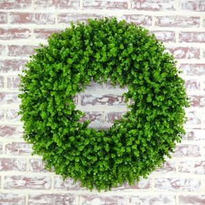 Faux Boxwood Wreath | 20 Inch Farmhouse Style, Year Round Decor
