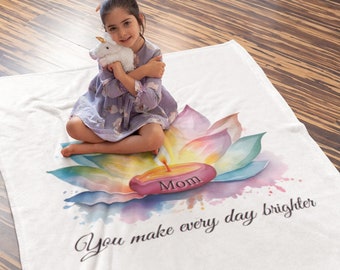 the perfect gift for mom, Velveteen Plush Blanket, Mom Blanket, candle Blanket,  Mom soft Blanket, mothers day Blanket for Mom