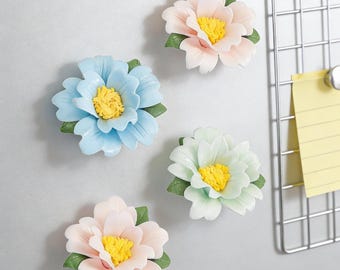 Handmade Ceramic Flower Fridge Magnets: Artisan Kitchen Accents