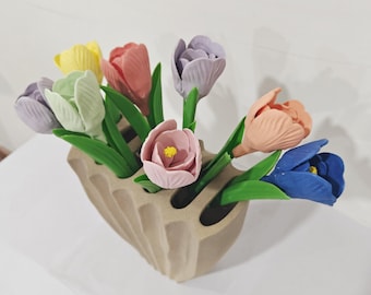 Escultura de tulipa de cerâmica feita à mão: decoração de jardim, centro de mesa
