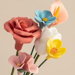 Handmade Colorful Ceramic Flowers: Unique Floral Arrangement