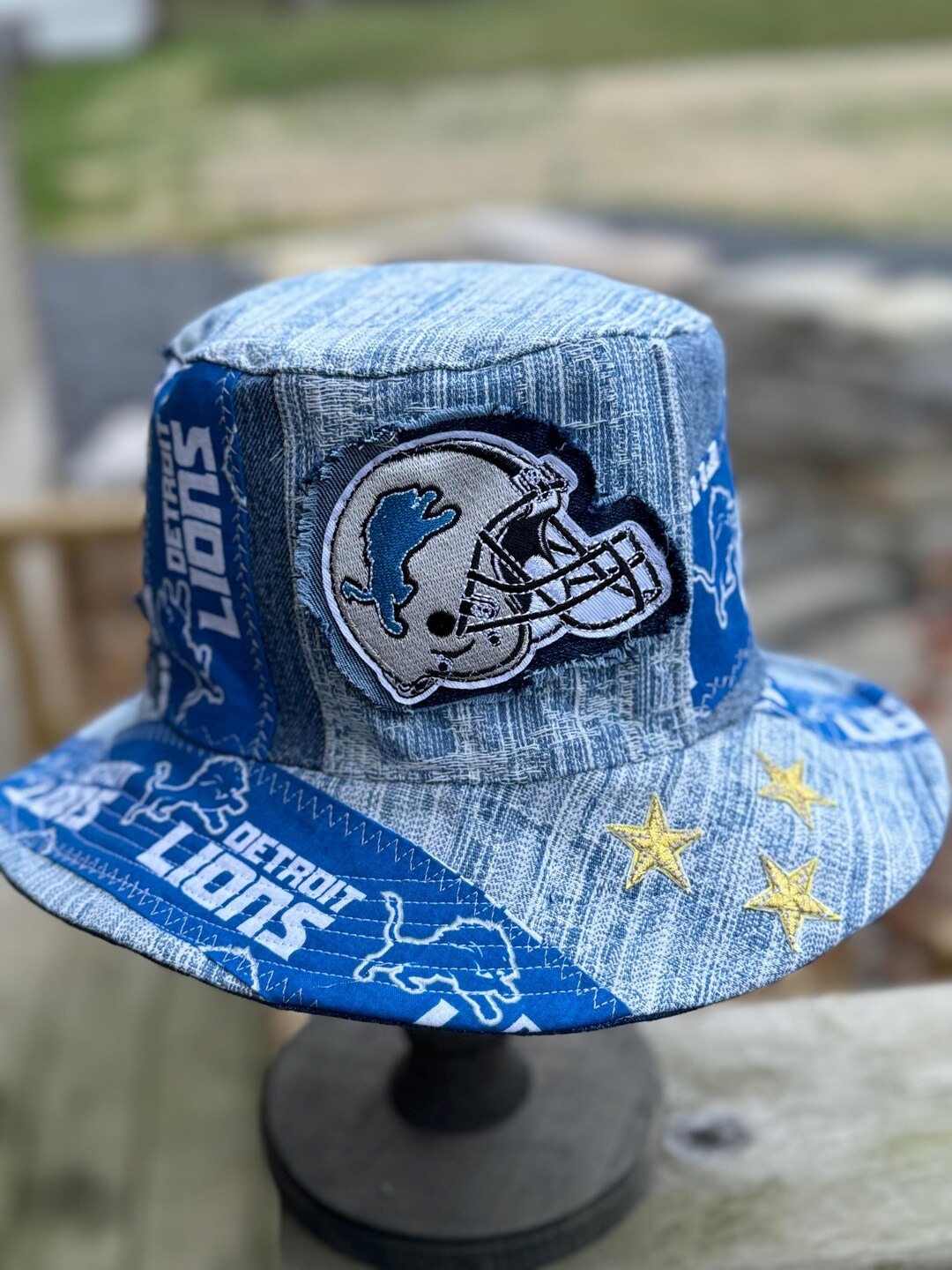 Detroit Lions Football Fan Custom Made Patchwork Bucket Hat Teen Adult ...