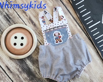 New Boys Romper Custom Made Size 12 months Vintage Style Free Shipping