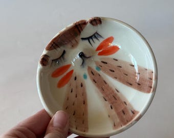 Handmade Porcelain Brown Chipmunk Trinket Dish