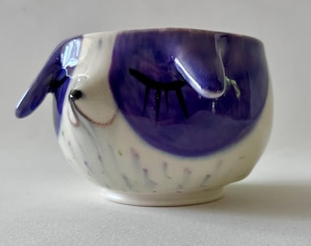 Handmade Porcelain Purple Pup Snack Bowl