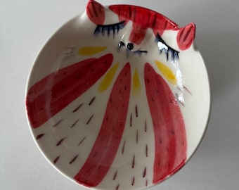 Red Fox Porcelain Trinket Dish