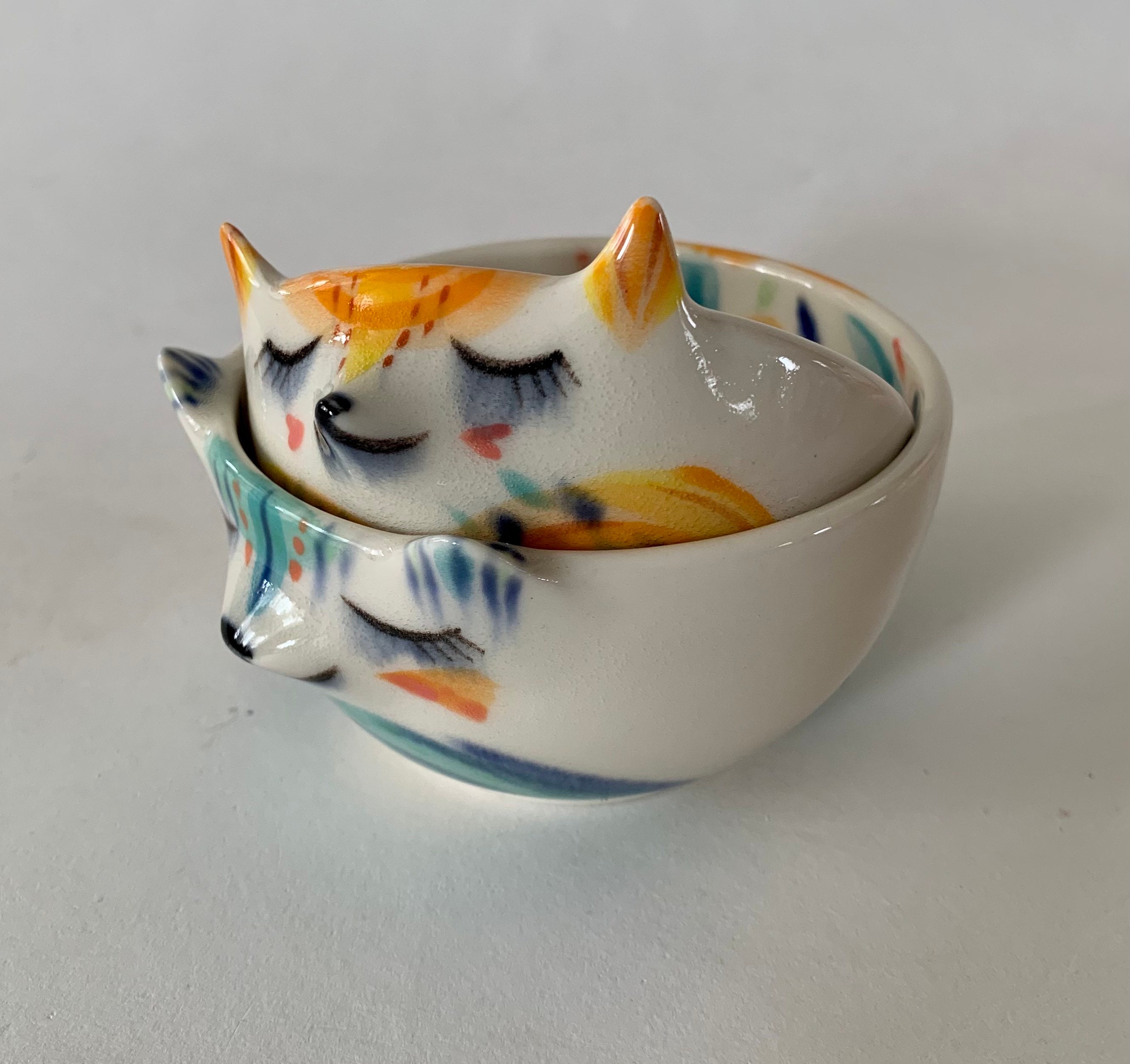Cuenco de zorro de porcelana naranja hecho a mano | Etsy