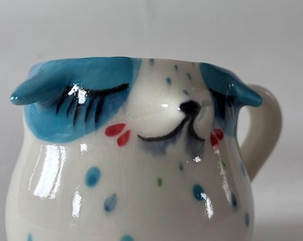 Handmade Porcelain Blue Dog Mug