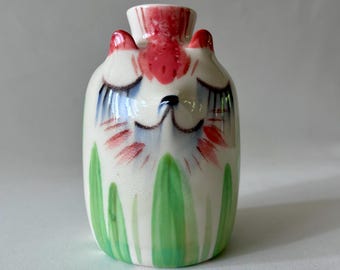 Handmade Porcelain Strawberry Cat Bud Vase