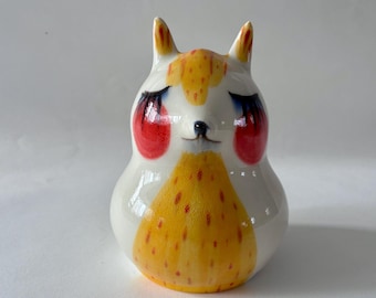 Handmade Porcelain Golden Fox Bank