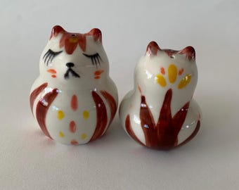 Handmade Porcelain Red Fox Salt and pepper Shakers