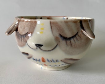 Handmade Porcelain Dog Bowl
