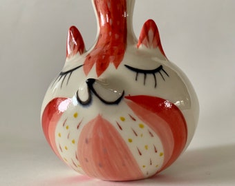 Handmade Porcelain Red Fox Vase