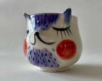 Handmade Porcelain Purple Fox Cup
