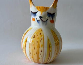 Handmade Porcelain Golden Sunshine Fox Vase