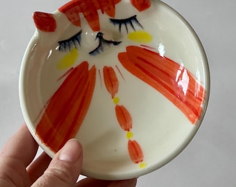 Handmade Porcelain Red Fox Trinket Dish