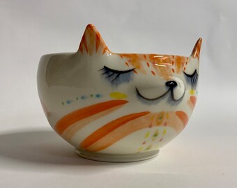 Handmade Porcelain Orange Fox Bowl