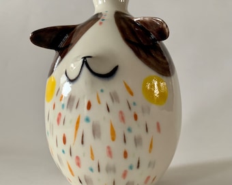 Handmade Porcelian Brown Dog Vase