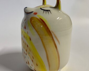 Handmade Porcelain Yellow Cat Bank