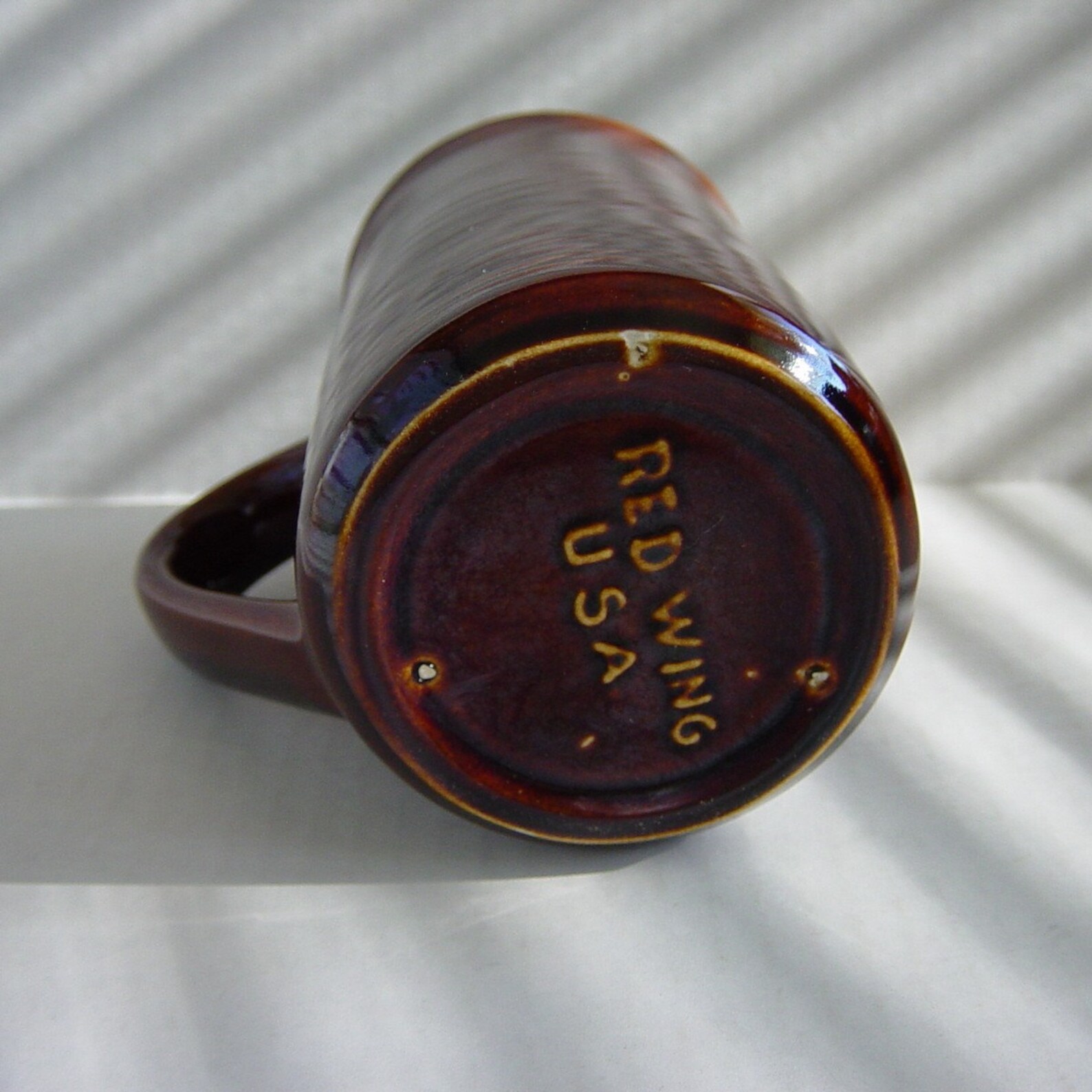 Red Wing Pottery Village Green Tall Handled Mug Brown Etsy