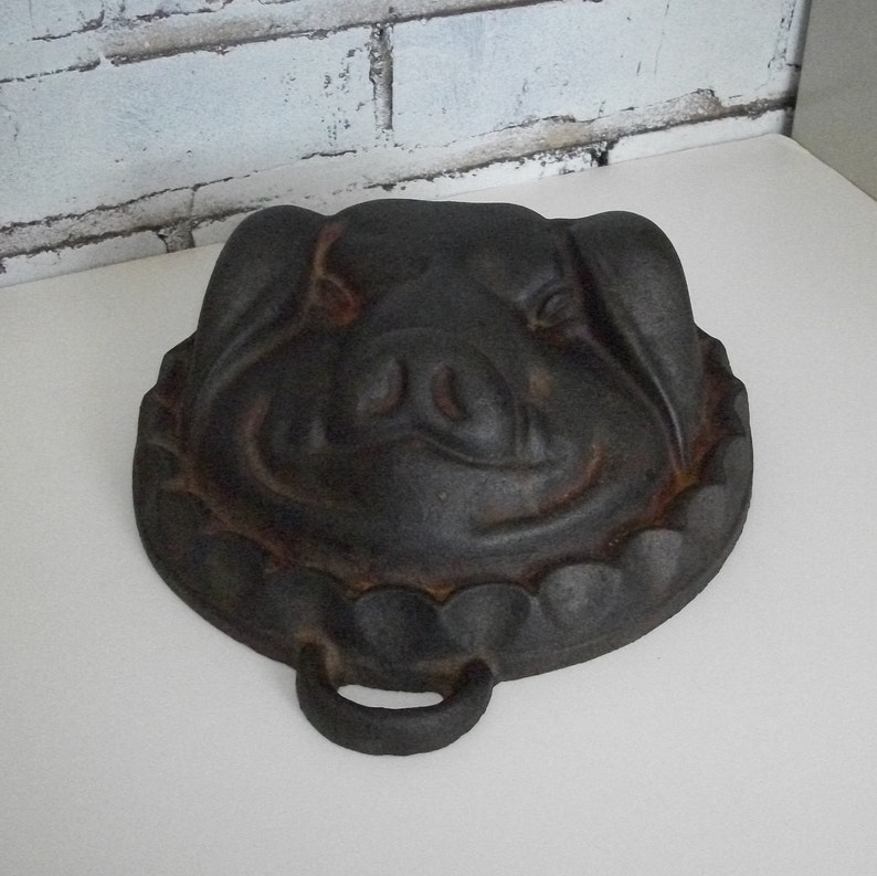 Vintage Cast Iron Pig Face Souse Mold Metal Hog's Head Etsy