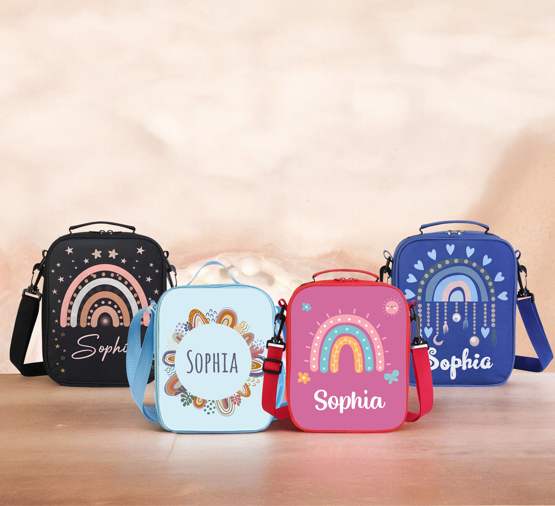 Personalized Kids Lunch Box Lunch Bag with his Name, Wooden Children&#39;s Lunch Box, Rainbow Lunch Bag, back to school gift, Birthday Gifts
