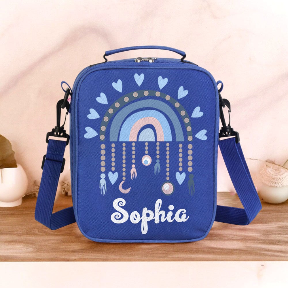 Personalized Kids Lunch Box Lunch Bag with his Name, Wooden Children&#39;s Lunch Box, Rainbow Lunch Bag, back to school gift, Birthday Gifts