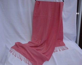 HOBBS Marilyn Anselm Caramel Pink Cashmere Silk Large Scarf Wrap Pashmina with Tassels