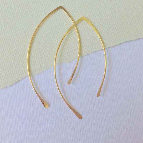 Threader Earrings Open Hoop Earrings Curving Minimal Earrings Minimalist Earrings Dainty Earrings Gold Threader Earrings Silver Threaders