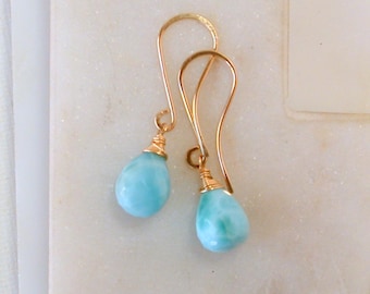 Natural Larimar Drop Earrings