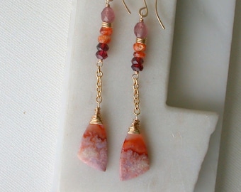 OOAK. One of a Kind Jasper Agate Statement Earrings.