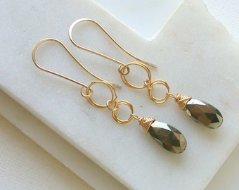 Faceted Pyrite Drop Earrings