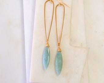Gem 2 Day Sale! Aquamarine Marquis Gemstone Earrings