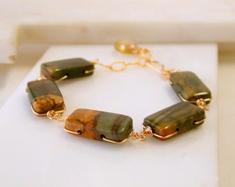 OOAK Bracelet. Red Creek Jasper Gemstone Earthy Bracelet