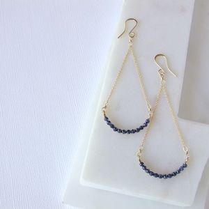 Blue Sapphire Smile Earrings. Sapphire Chandelier Earrings. Blue Sapphire Earrings. Deco Gemstone Earrings Gemstone Chandelier Earrings