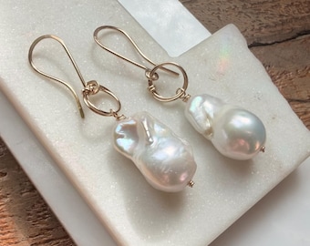 Large Baroque Pearl Earrings Wedding and Bridal Jewelry