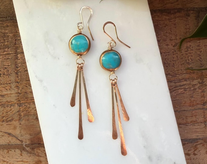 Featured listing image: Turquoise Fringe Boho Earrings.