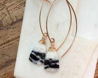 OOAK. Zebra Jasper Gemstone Earrings. One of a Kind Statement Earrings